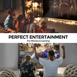 Wownect Android Projector Screen Size 200" / 4500 Lumens  1080P 4K-Supported Support Miracast, AirPlay  Home Cinema Outdoor Movie Projector with Compatible with HDMI, PC, TV Stick, TV box, Console